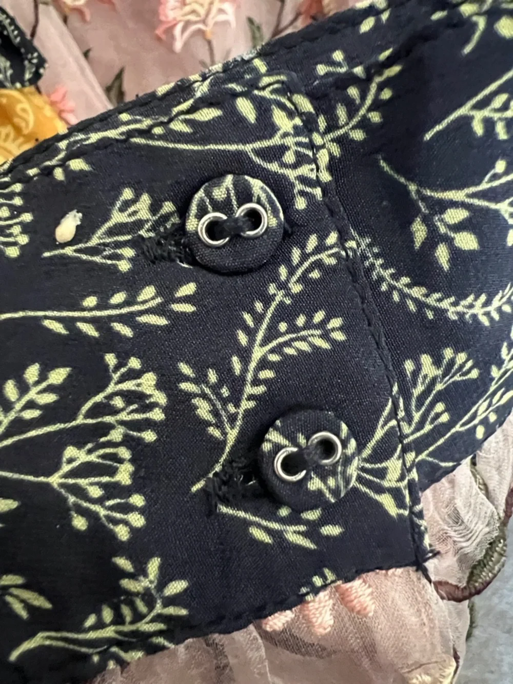 Anthropologie Let Me Be Patchwork Boho Blouse Sheer Embroidered Floral Design M - Picture 3 of 16